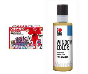 Marabu 040600116 Window Color Set for You, 80ml & Window Color Fun And Fancy, contorni di Oro