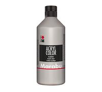 Marabu 12010075082 - Acrilico Color argento, 500 ml, vernice acrilica cremosa a base d'acqua, ad asciugatura rapida, resistente alla luce, impermeabile, da applicare con pennello e spugna su tela,