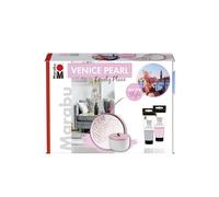 Marabu 1260000000080 Acrilico di Colore Perlato Venice Pearl Set, Lovely Place Rosa e Madreperla Grigio con Pennello, Bunt