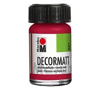 Marabu 14010039032 - Decormatt Acrilico Rosso carminio 032, 15 ml, colore acrilico a base d'acqua con finitura satinata, cremoso e dai colori intensi, resistente alla saliva e agli agenti atmosferici