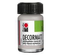 Marabu 14010039782 - Decormatt Acrilico Argento Metallizzato 782, 15 ml, vernice acrilica opaca vellutata a base d'acqua, cremosa e dai colori intensi, per pittura libera e stencil