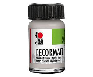 Marabu 14010039782 - Decormatt Acrilico Argento Metallizzato 782, 15 ml, vernice acrilica opaca vellutata a base d'acqua, cremosa e dai colori intensi, per pittura libera e stencil