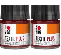 Marabu 17150005046 - Textil Plus Marrone Medio, 50 ml, Colore per Tessuti Scuri, Adatto per Pittura su Tessuto e Stampa su Tessuto, Lavabile Fino a 40 °C Dopo Il Fissaggio (Confezione da 2)