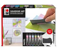Marabu Acryl Color Squeegee Art Set Pastel, arte a spatola con colori acrilici, set per dipingere con 6 x 25 ml di Acryl Color, spatola, 10 x carta acrilica e pennarello indelebile, 1201000000200
