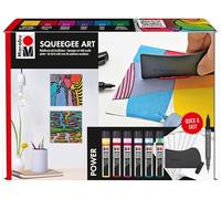 Marabu Acryl Color Squeegee Art Set Power, spatola artistica con colori acrilici, set per dipingere con 6 x 25 ml di Acryl Color, spatola, 10 x carta acrilica e pennarello indelebile, 1201000000200