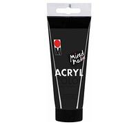 Marabu Acryl Color - Vernice acrilica cremosa a base d'acqua, Nero, 100 ml