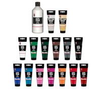 Marabu Acryl Colour Super Set, Bianco, Colore Acrilico a Base d'Acqua, Asciugatura Rapida, Resistente alla Luce, Impermeabile, applicabile su Tela, Carta, Legno, Multicolor, 500 ml and 15 x 100 ml