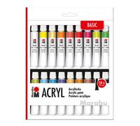 Marabu Acrylic Paints 18 Piece Assortment - 18 x 12 ml Tubes, One Size, 12100000