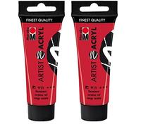 Marabu Artist 12200055911 - Pittura acrilica carminio 911, 22 ml, pittura acrilica fine di qualità artistica, a base d'acqua, consistenza pastosa, altamente pigmentata, ottima brillantezza e opacità
