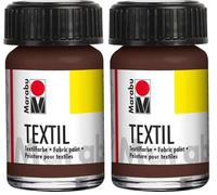 Marabu Barattolo per Tessuti, Colore Marrone Scuro, 15 ml (Confezione da 2)