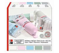 Marabu “Chalky Chic” 0261000000087 - Set di 5 vernici a gesso da 100 ml, a base d'acqua, chiusura dosatrice - per passare il rullo, verniciare e tamponare su legno, metallo e plastica, look vintage, levigabile