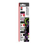 Marabu Colore Fluorescente Glow in The Dark Set Dream, 3 x 15 ml, a Base d'Acqua, Resistente alle sbavature e alla Luce, per pennelli, spatole e Stencil, Multicolore, 45 unità
