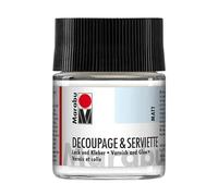 Marabu Decoupage & Serviette, 50 ml Vetro, Vernice Opaca Trasparente e Adesivo per la Tecnica del Serviette, a Base d'Acqua, Resistente alle intemperie e alla Luce, 11400005843