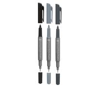 Marabu Graphix Set di pennarelli permanenti, Doppia Punta da 1-2 mm e 0,5 mm, Colori monocromatici, Asciugatura Rapida, Inchiostro a Base di Alcol, a Basso Odore e Impermeabile, Multicolor, 3 pieces