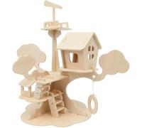 Marabu KiDS-Puzzle in legno 3D a forma di casetta sull'albero, 37 pezzi, circa 28 x 26 cm, Colore Capanna, 0317000000011