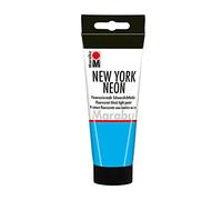 Marabu New York Neon, 12660050355, Colore Neon Blu 100 ml, Adatto alla Luce Nera, Resistente alla Luce, alle intemperie, ad Asciugatura Rapida, per pennelli e Puntini su superfici assorbenti