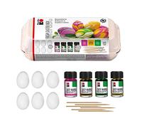 Marabu- Pasqua 1305000000098-Set di Marmi Facili Fresh Easter Box per marmorizzare e colorare, incl. 6 Bastoncini di Legno e 6 Uova di plastica, 4 Colori Base da 15 ml, Medio, 1305000000098