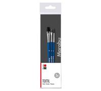 Marabu- Set, 3 Legno Certificato FSC, pennelli con peli Sintetici Piatti e tondi, per la Pittura di Tessuti, 0186000000200, Multicolore