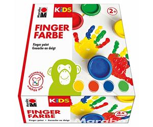 Marabu, set di 4 colori vivaci Kids, ciascuno da 100 ml, adatti per dipingere con le mani all’asilo, a scuola, in terapia e a casa, senza parabeni, vegani, senza lattosio, senza glutine, 0303000000080