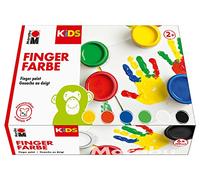 Marabu, set di 6 colori vivaci Kids, ciascuno da 100 ml, adatti per dipingere con le mani all’asilo, a scuola, in terapia e a casa, senza parabeni, vegani, senza lattosio, senza glutine, 0303000000081