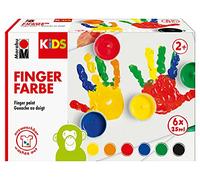 Marabu, set di 6 colori vivaci KiDS, ciascuno da 35 ml, adatti per dipingere con le mani all’asilo, a scuola, in terapia e a casa, senza parabeni, vegani, senza lattosio e glutine, 0303000050800