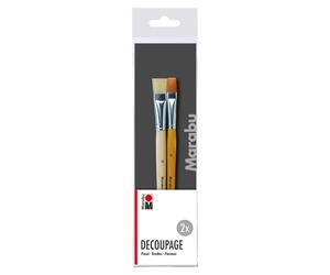Marabu Set di pennelli per decoupage, 2 pennelli Piatti per Pittura in Legno Certificato FSC, con setole Naturali e Sintetiche, per decoupage, 0180000000201