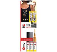 Marabu Textil - Confezione da 3 penne glitterate, punta da 3 mm, confezione da 3