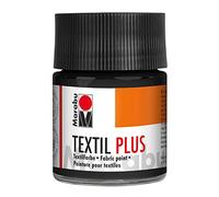 Marabu Textil Plus-Colore Scuri, Adatto per Pittura Stampa su Tessuto, Dopo Il Fissaggio, Lavabile Fino a 40, Nero, 50 ml (Confezione da 1), 50 unità