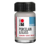 Marabu Vernice lucida per porcellana, ceramica e vetro, argento metallizzato, 15 ml, per dipingere e timbrare, lavabile, lavabile in lavastoviglie