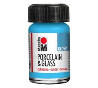 Marabu Vernice lucida per porcellana, ceramica e vetro, colore azzurro, 15 ml, per pittura e timbratura a base d'acqua, lavabile, lavabile in lavastoviglie