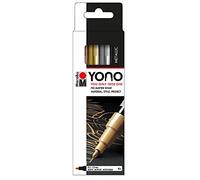 Marabu YONO 124000004001 - Set di pennarelli in metallo con 4 colori versatili e punta rotonda fine giapponese da 0,5 a 1,5 mm, a base d'acqua, resistente alla luce e impermeabile, per quasi tutte le superfici