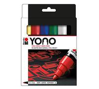 Marabu YONO 124000004002 - Set di 6 pennarelli acrilici versatili con punta rotonda giapponese 1,5-3 mm, a base d'acqua, resistenti alla luce e impermeabili, per quasi tutte le superfici