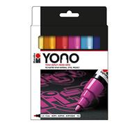 Marabu YONO 124000004004 - Set di 12 pennarelli acrilici versatili con punta rotonda giapponese 1,5-3 mm, a base d'acqua, resistenti alla luce e impermeabili, per quasi tutte le superfici