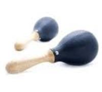 MARACAS - Jale (133) Plastico (Negro) Mango de Madera (Colegial)