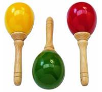 Maracas profesionales, De madera. Tamaño: grande. Acabado color. .Medidas 24x8 cm. (Un Par)