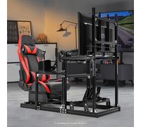 Marada Racing Sim Cockpit In Alluminio Con Sedile Rosso E Supporto Per Monitor