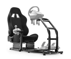 Marada Racing Simulator Cockpit Regolabile con Pedali Piattaforma di Montaggio per Logitech G25 G27 G29 G920 con sedile nero Simulatore di sterzo della cabina Pedali del volante non inclusi