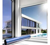 MARAPON Pellicola Specchio per Vetri Finestre Pellicola Specchio Blu (Adesione Statica) 1,18x2 m Adesione Statica Senza Colla Pellicola Riflettente Privacy Protezione UV Anti Calore