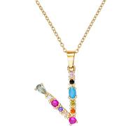 MARARDI Ciondolo da Donna Dorato con Iniziale Personalizzata - Collana da Donna con Lettera di Colore Oro e Pietre Colorate - Adatte ad Ogni Occasione Originali ed Eleganti