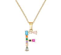 MARARDI Ciondolo da Donna Dorato con Iniziale Personalizzata - Collana da Donna con Lettera di Colore Oro e Pietre Colorate - Adatte ad Ogni Occasione Originali ed Eleganti