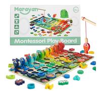 MARAYAN Giochi in Legno Montessori Bambini 2 3 4 Anni-Gioco Pesca Pesci calamita educativi-Puzzle multiattivita-educare alla creatività-Imparare Alfabeto sillabe Matematica e Colori, Bimbo Regalo