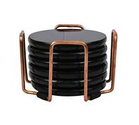 Marbco Sottobicchieri rotondi in pietra di granito nero lucidati migliori sottobicchieri in pietra di granito con un colore fine e materiale di costruzione solido Set di 4 (set da 6)