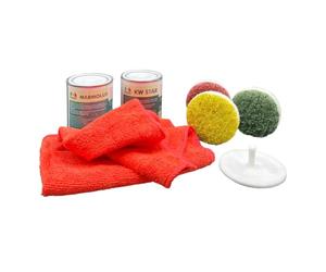 MARBEC KIT RINNOVA MARMO 75MM TRAP Kit completo di pad diamantati e prodotti per la lucidatura ed il rinnovamento di superfici in marmo, pietra e graniglia opacizzati