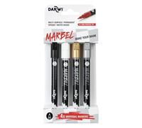Marbel DA0223001K01C - Set De 4 Marqueurs Universels Pointe Pointue Extra-Fine 0,7mm Assortiment Basic