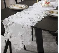 MARBER 1 pc Runner in Pizzo Bianco Ricevimento di Nozze da Tavolo Chic Rustico Nastro da Tavolo Rustico con Decorazioni per la tavola per Matrimoni, Feste, ristoranti, Baby Shower (14'' × 48'')