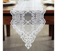 MARBER 1 pc Runner in Pizzo Bianco Rustico Chic Tavolo Paese Decor Nastro da tavola per Matrimoni, Feste, ristoranti, Baby Shower (12'' × 83'')