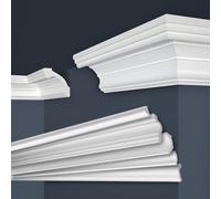 Marbet, listelli da soffitto in polistirene XPS, modanature in stucco di alta qualità, leggeri e robusti, dal design moderno (confezione risparmio da 20 metri, E-34, 80x80 mm), listello da parete