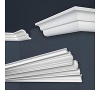 Marbet, listelli da soffitto in polistirene XPS, modanature in stucco di alta qualità, leggeri e robusti, dal design moderno (confezione risparmio da 20 metri, E-21, 62x62 mm), listello da parete