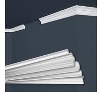 Marbet, listelli da soffitto in polistirene XPS, modanature in stucco di alta qualità, leggeri e robusti, dal design moderno (confezione risparmio da 30 metri, E-02, 17x25 mm), listello angolare