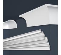 Marbet, listelli da soffitto in polistirene XPS, modanature in stucco di alta qualità, leggeri e robusti, dal design moderno (pacchetto risparmio da 30 metri, E-13, 75 x 75 mm), listello angolare